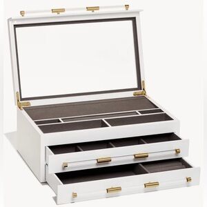 Kendra Scott Large Antique Brass Wood and Acrylic Jewelry Box